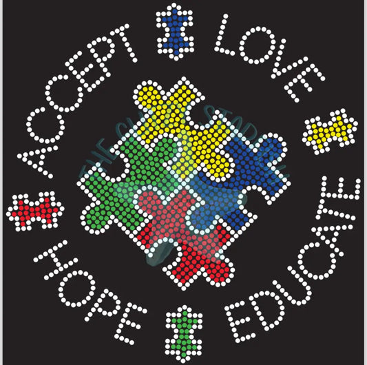 Accept Love Hope Educate Rhinestone Tshirt